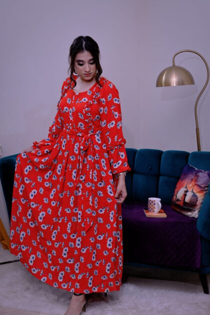 Red Blossom Georgette Maxi 2